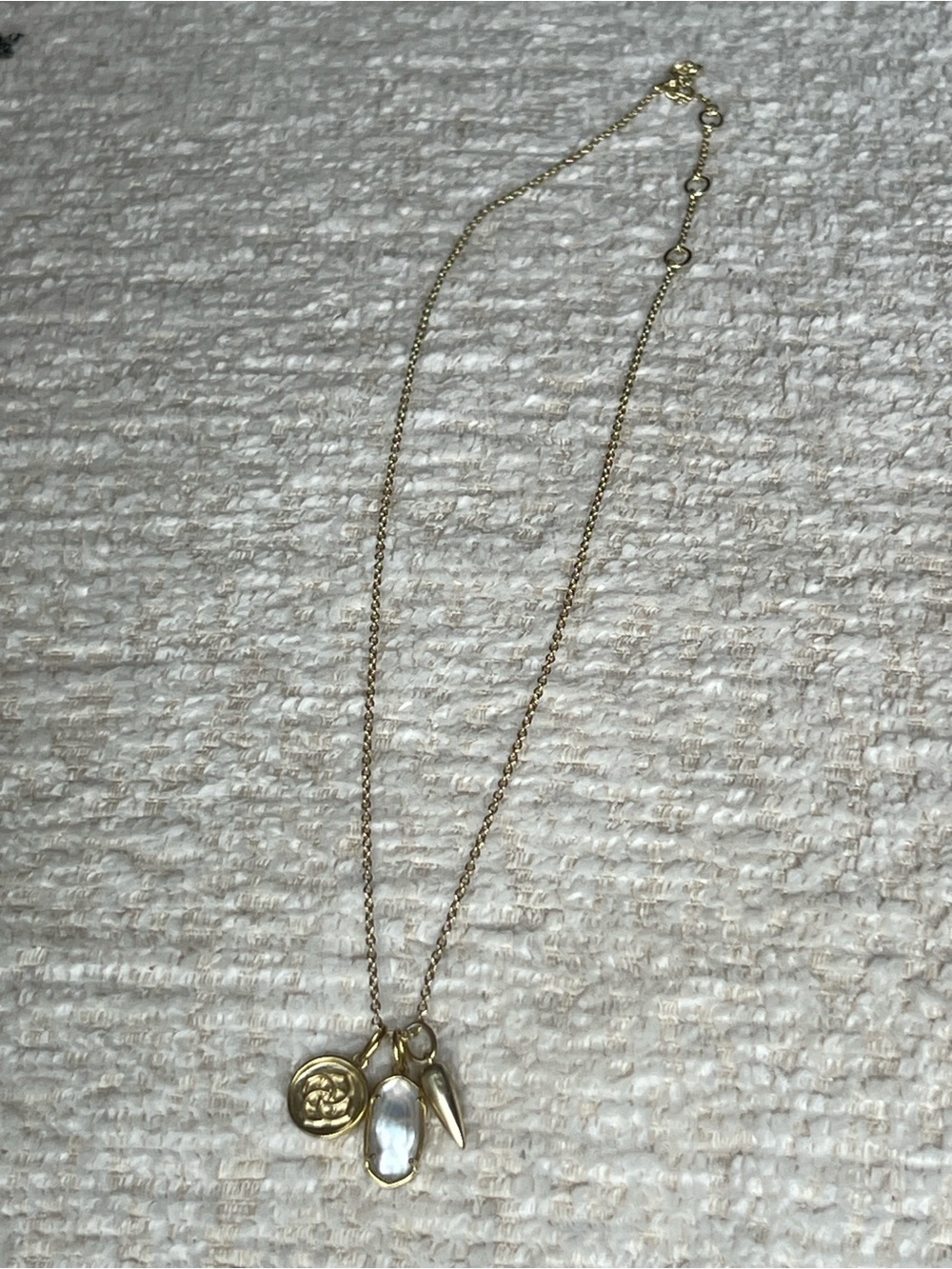 Kendra Scott Gold Pendant Necklace with Pearl and Charm Trio